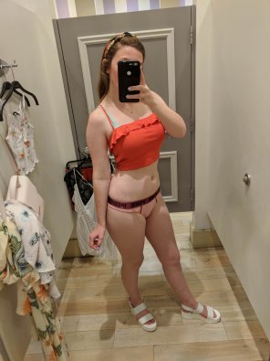 Orange ruffly crop top