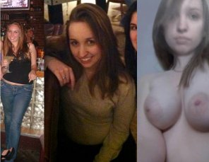 Pale slut shows tits