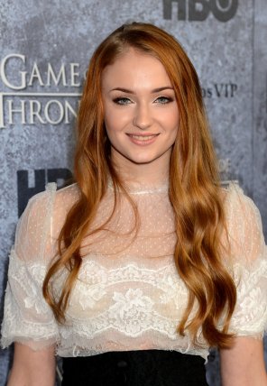 Sophie A - Sophie Turner in a mostly sheer white top