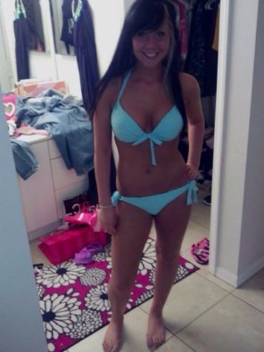 A light blue bikini