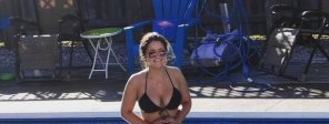 Big tits in the pool