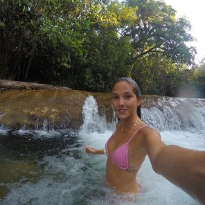 amateur photo Lady in a "waterfall"