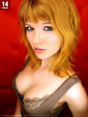 Redhead with pouty lips