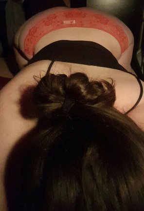 amateur photo Just a lewd of daddy's view when I'm on my knees.