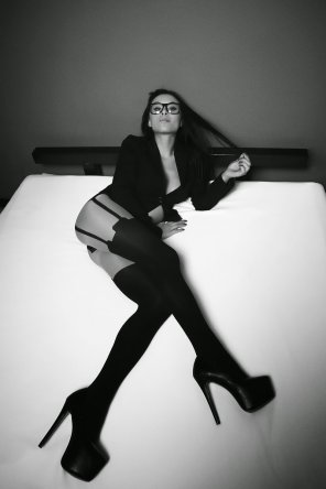 Glasses,Stockings and heels