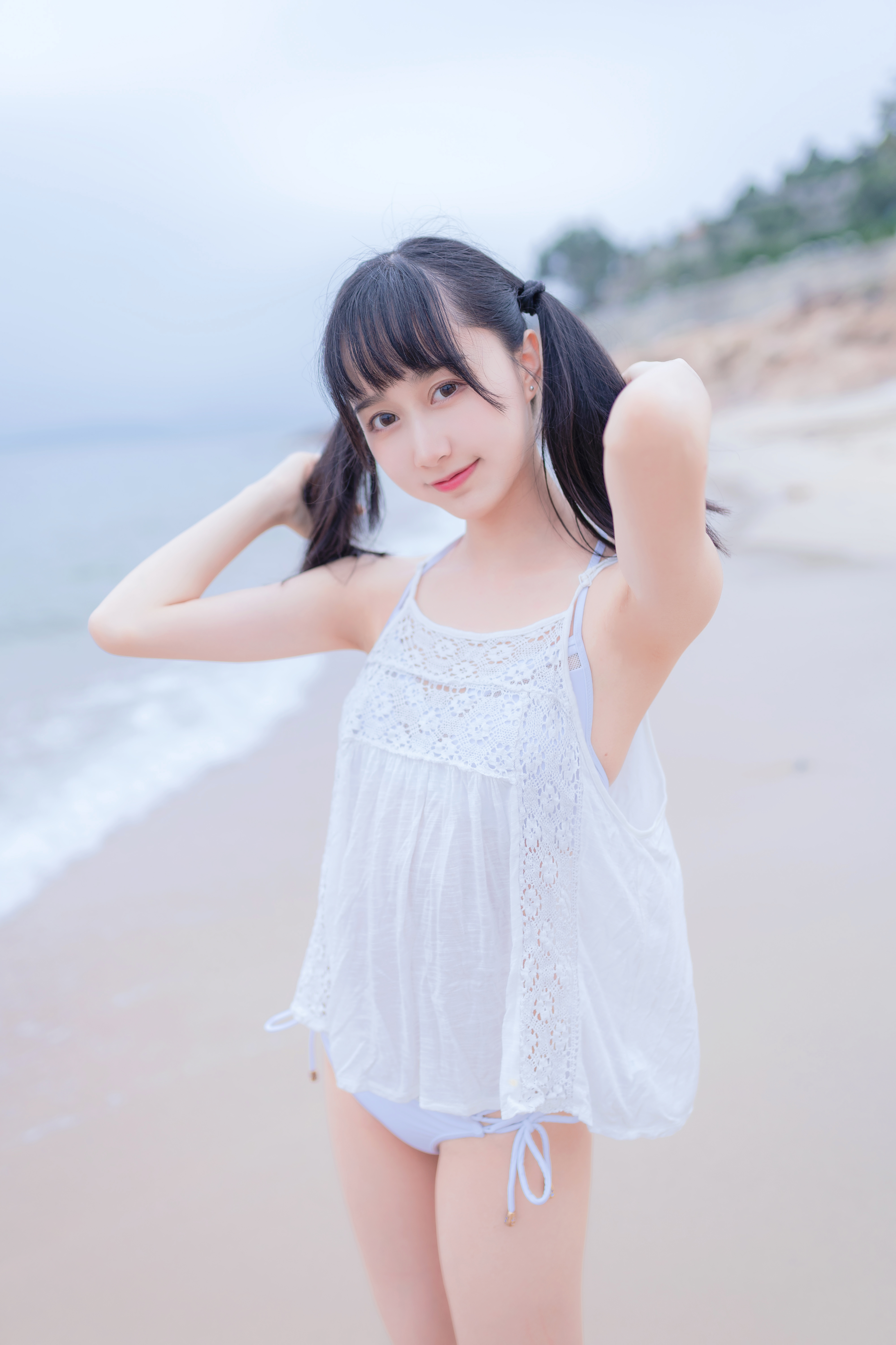 amateur photo KimemeOwO (木绵绵OwO) No. 11 - 海边白色比基尼电子版 (3)