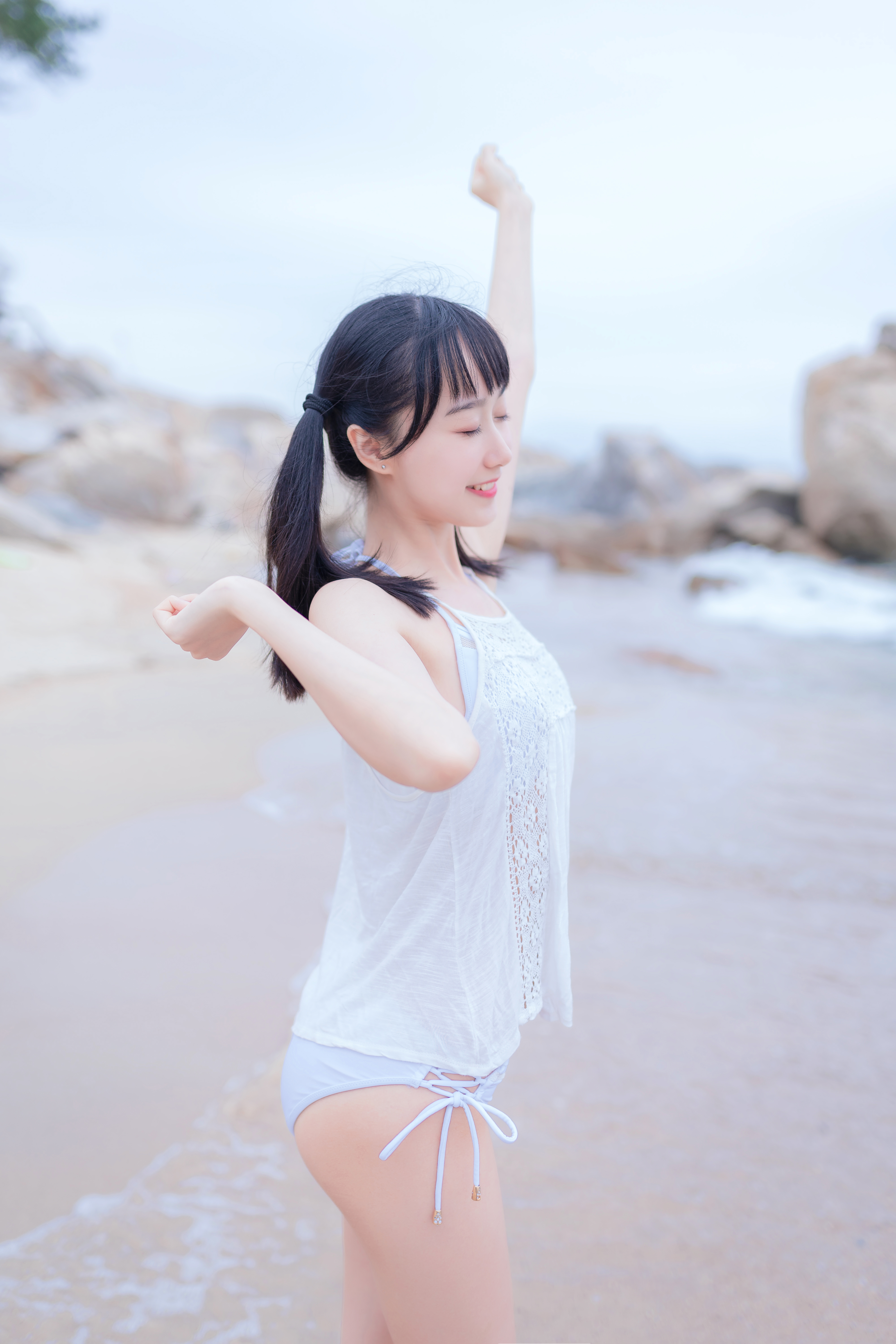 amateur photo KimemeOwO (木绵绵OwO) No. 11 - 海边白色比基尼电子版 (5)