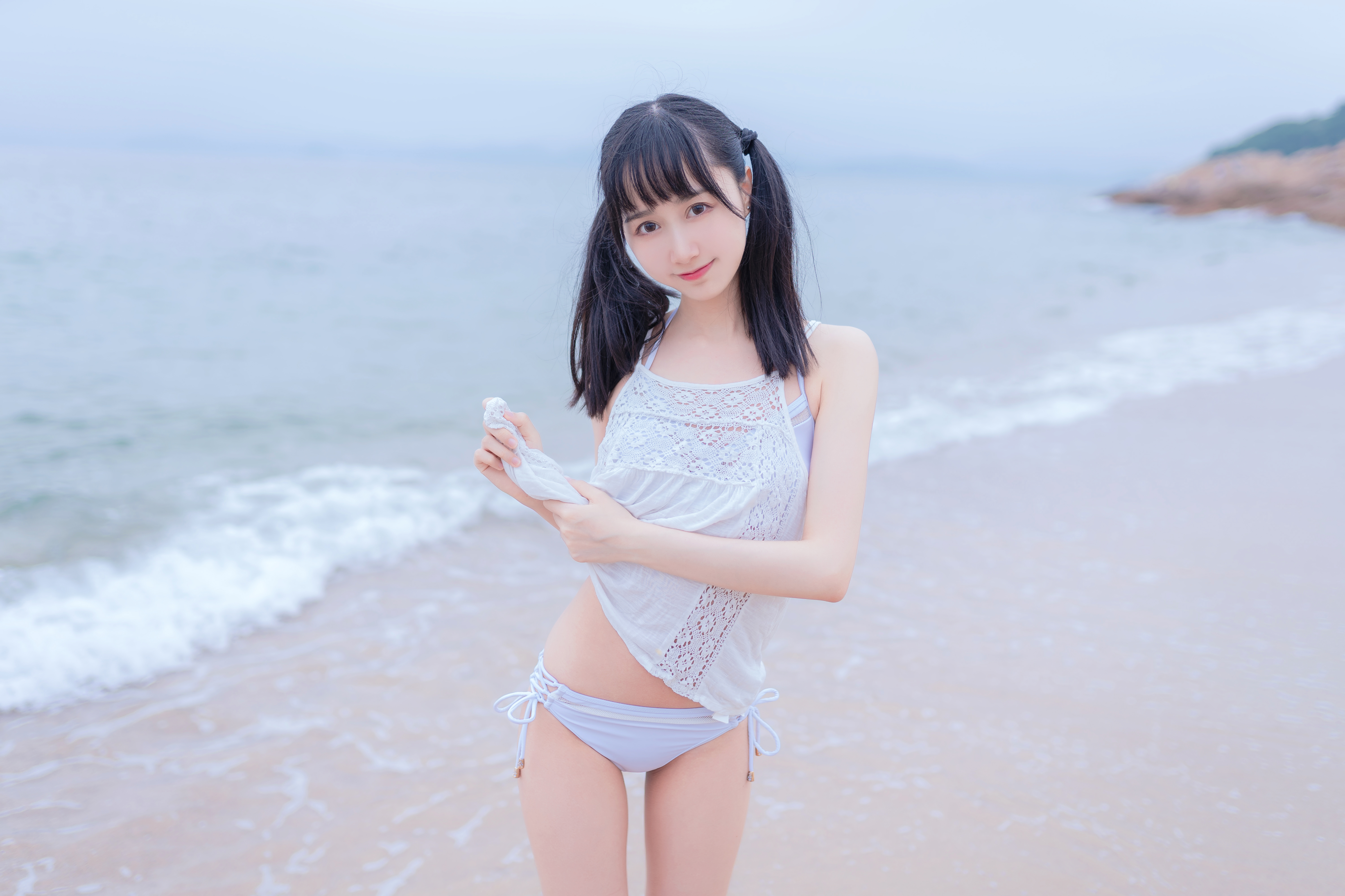 amateur photo KimemeOwO (木绵绵OwO) No. 11 - 海边白色比基尼电子版 (6)