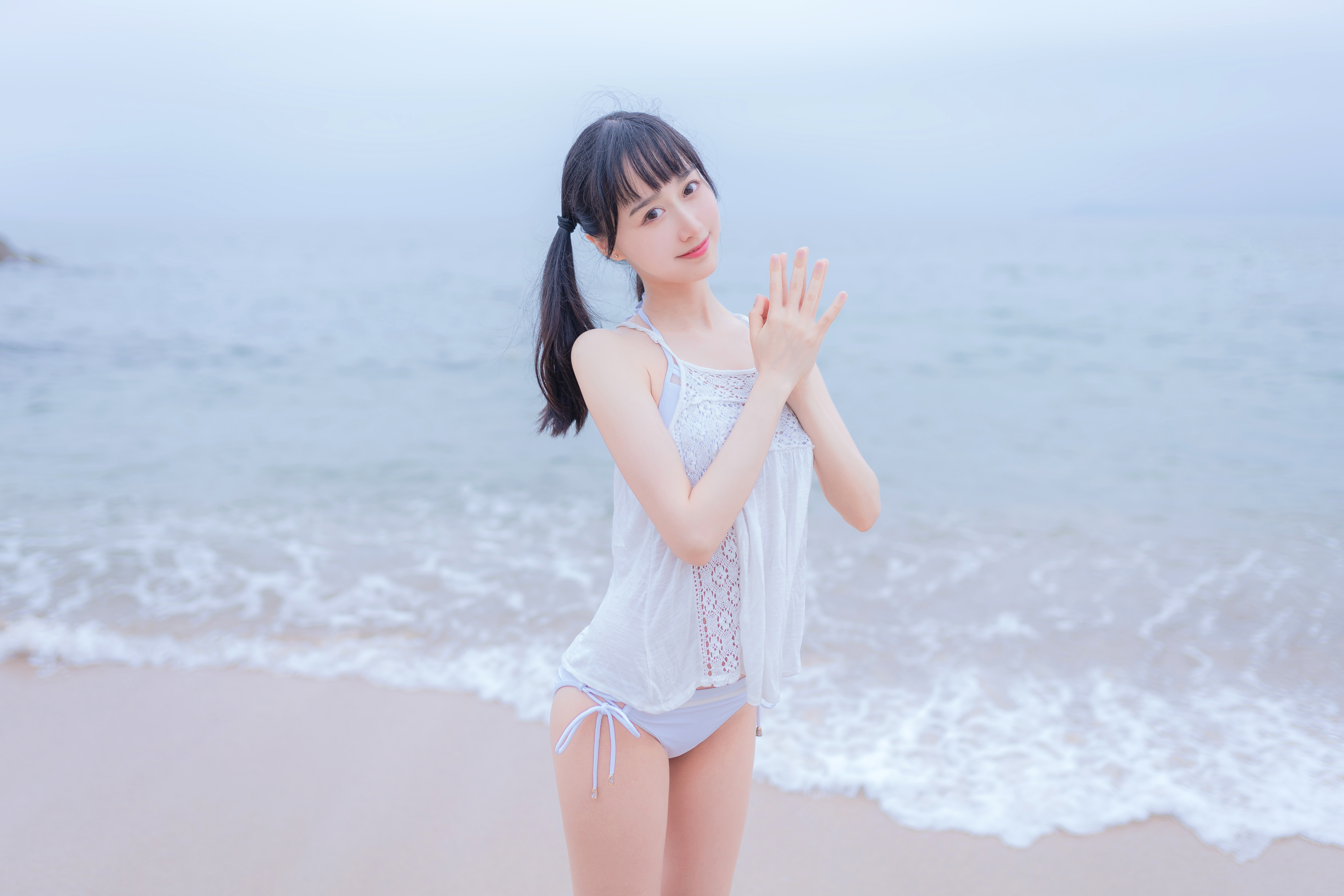 amateur photo KimemeOwO (木绵绵OwO) No. 11 - 海边白色比基尼电子版 (9)