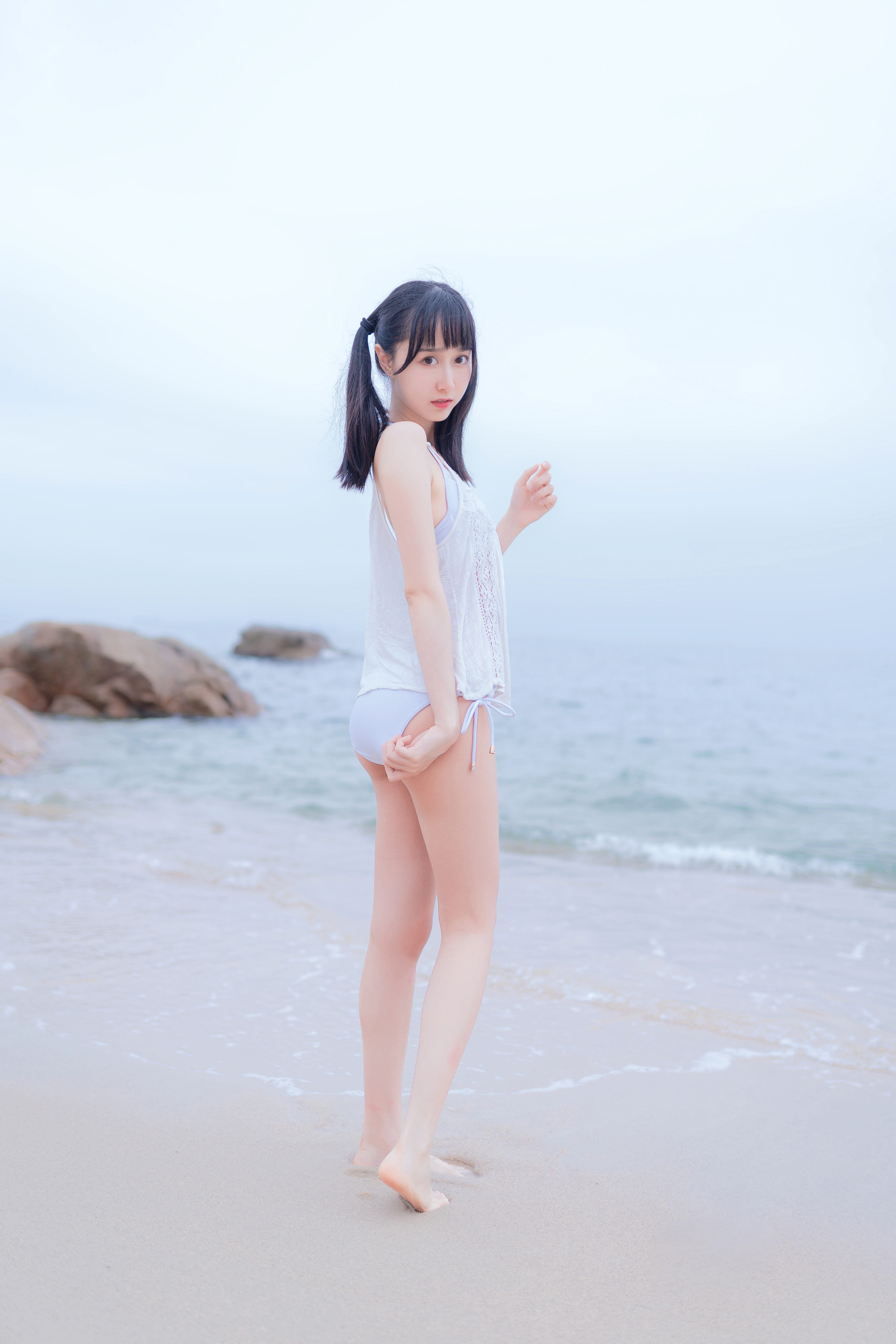 amateur photo KimemeOwO (木绵绵OwO) No. 11 - 海边白色比基尼电子版 (12)