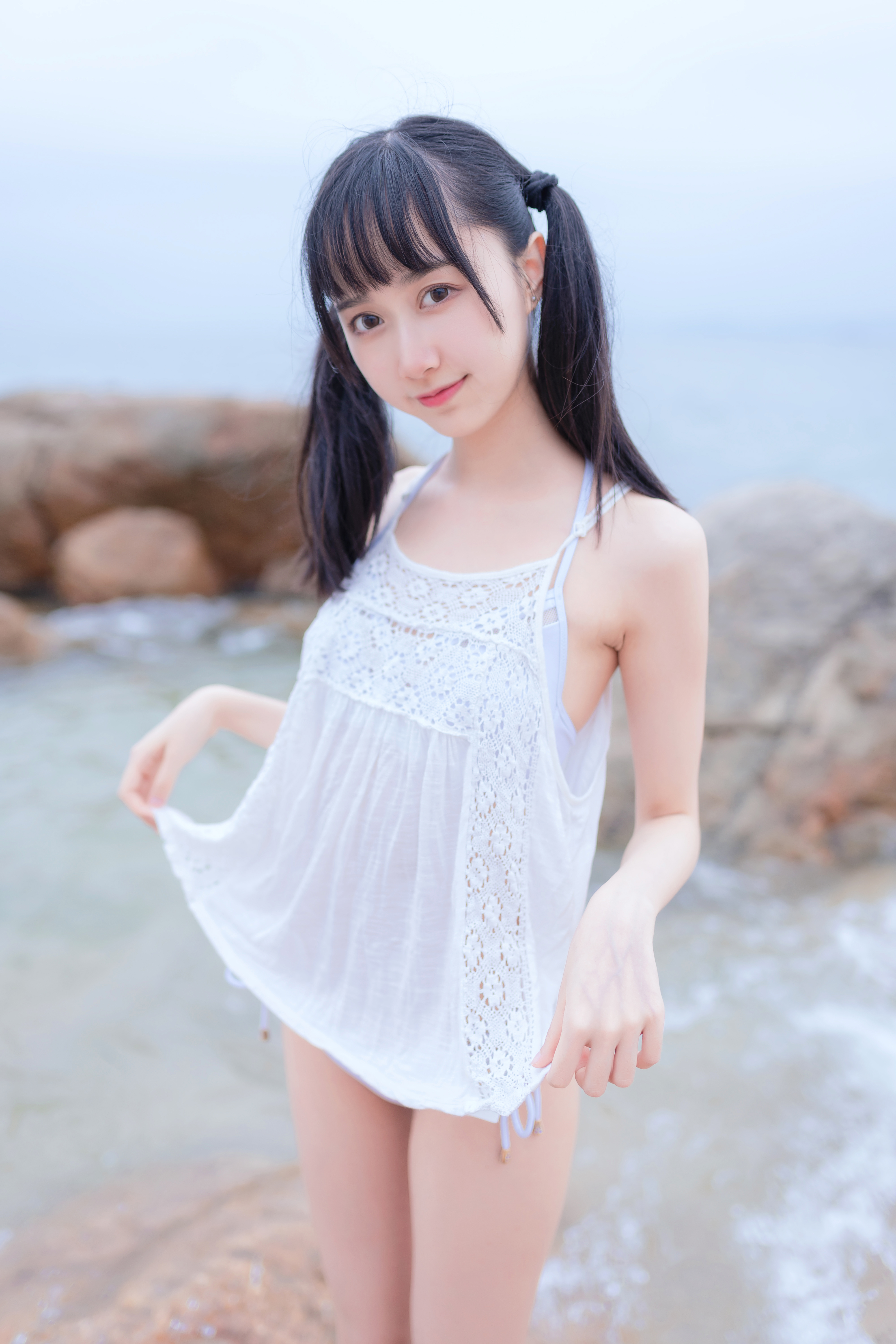 amateur photo KimemeOwO (木绵绵OwO) No. 11 - 海边白色比基尼电子版 (13)