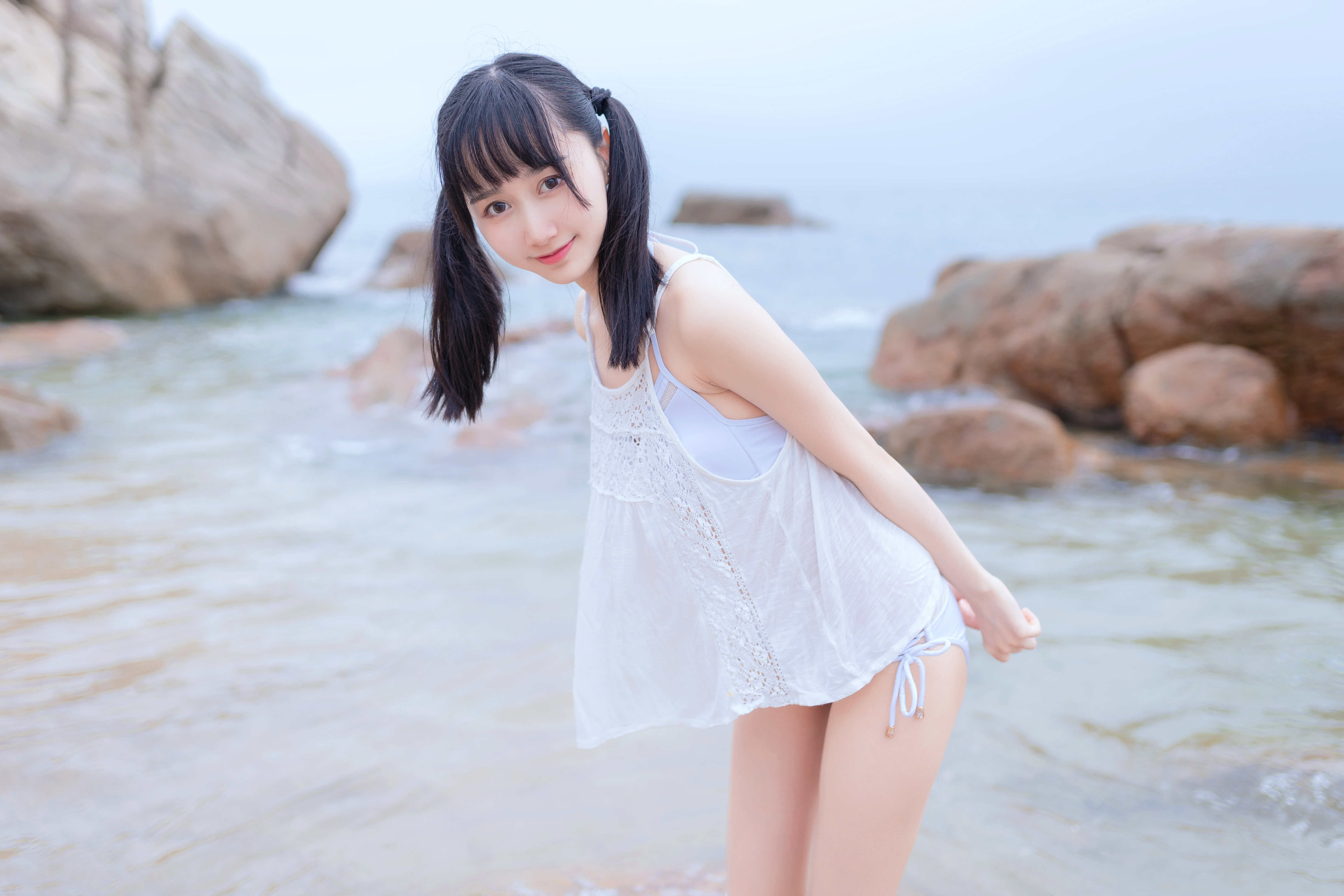 amateur photo KimemeOwO (木绵绵OwO) No. 11 - 海边白色比基尼电子版 (15)