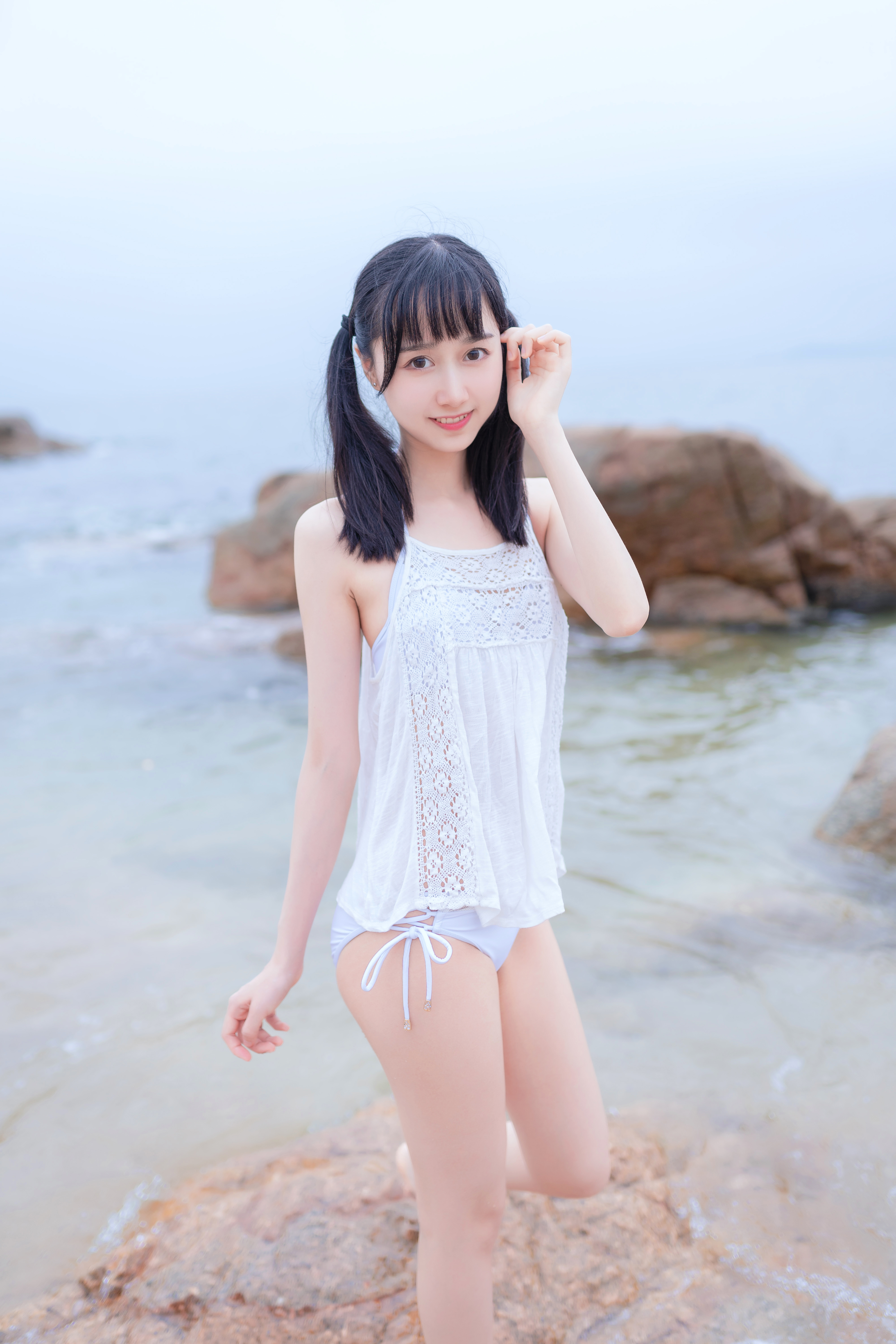 amateur photo KimemeOwO (木绵绵OwO) No. 11 - 海边白色比基尼电子版 (16)