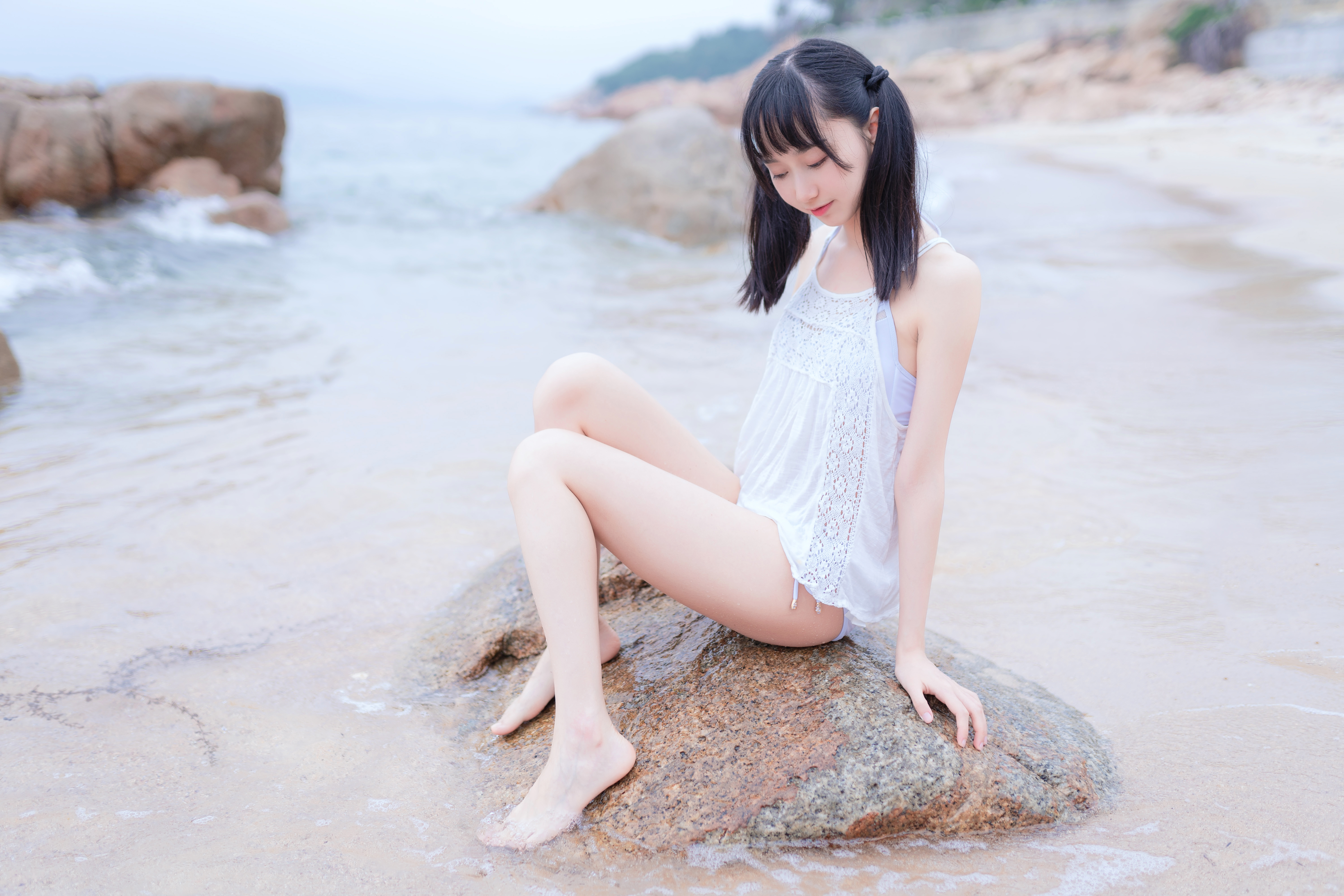 amateur photo KimemeOwO (木绵绵OwO) No. 11 - 海边白色比基尼电子版 (19)