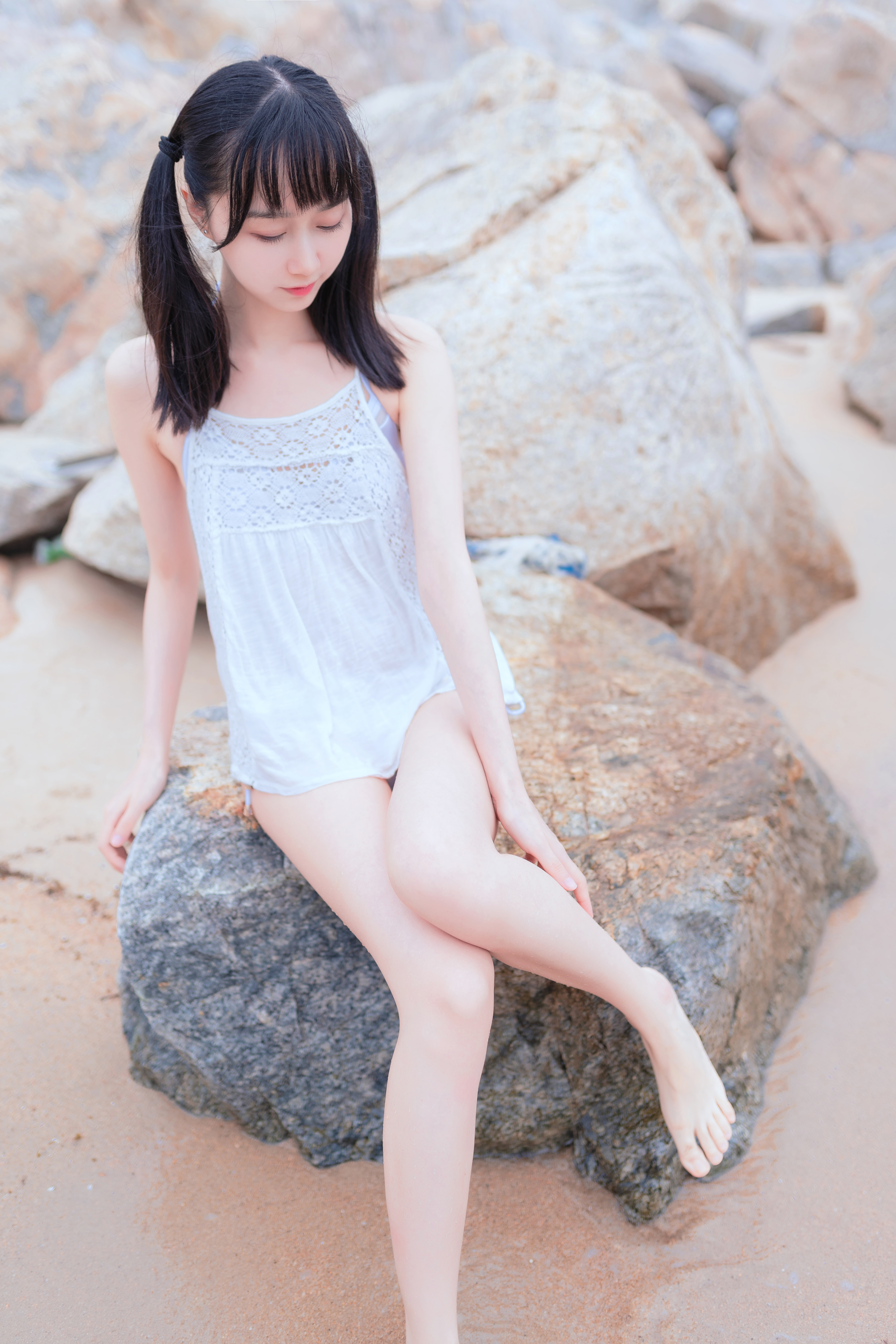 amateur photo KimemeOwO (木绵绵OwO) No. 11 - 海边白色比基尼电子版 (20)