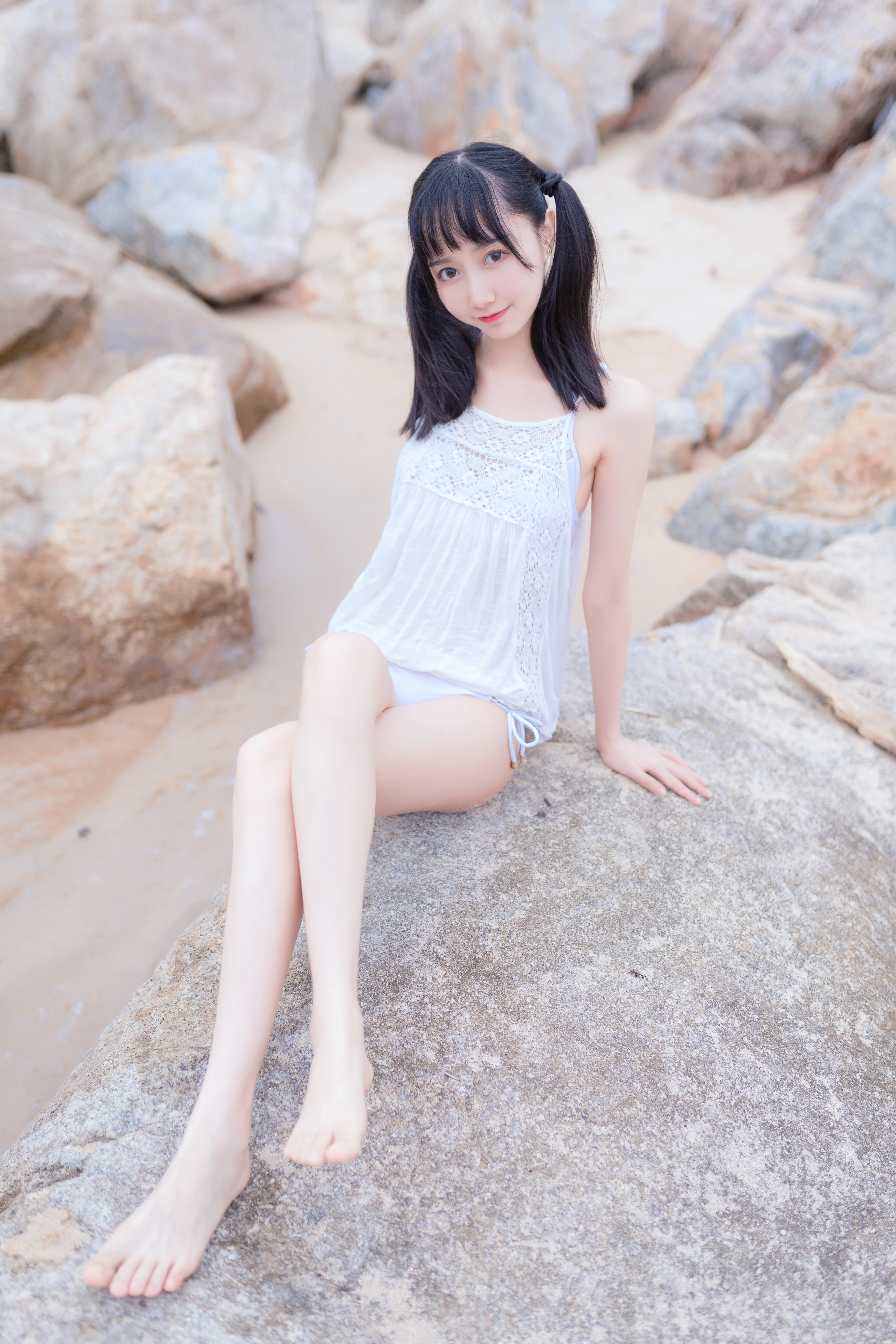 amateur photo KimemeOwO (木绵绵OwO) No. 11 - 海边白色比基尼电子版 (22)