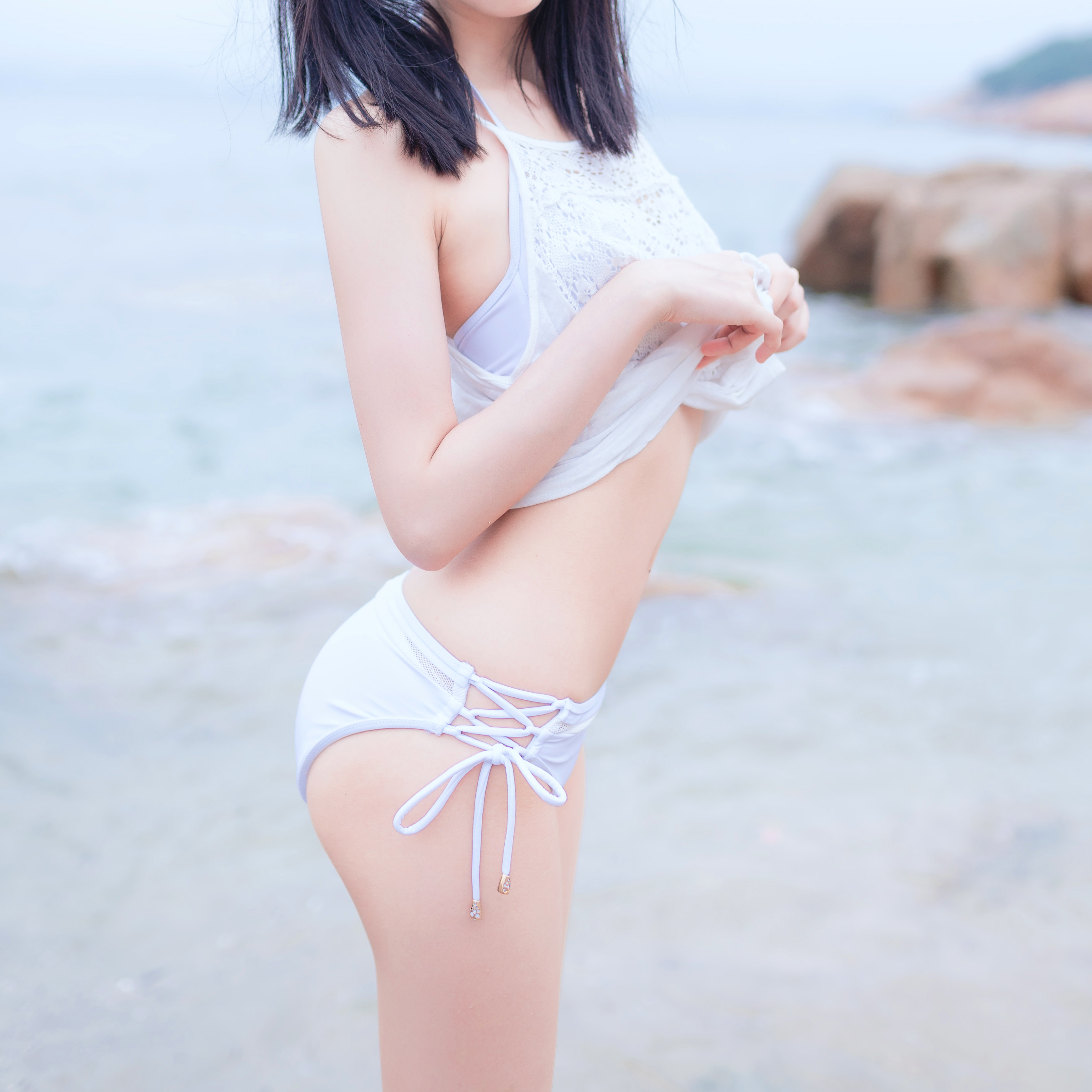 amateur photo KimemeOwO (木绵绵OwO) No. 11 - 海边白色比基尼电子版 (25)