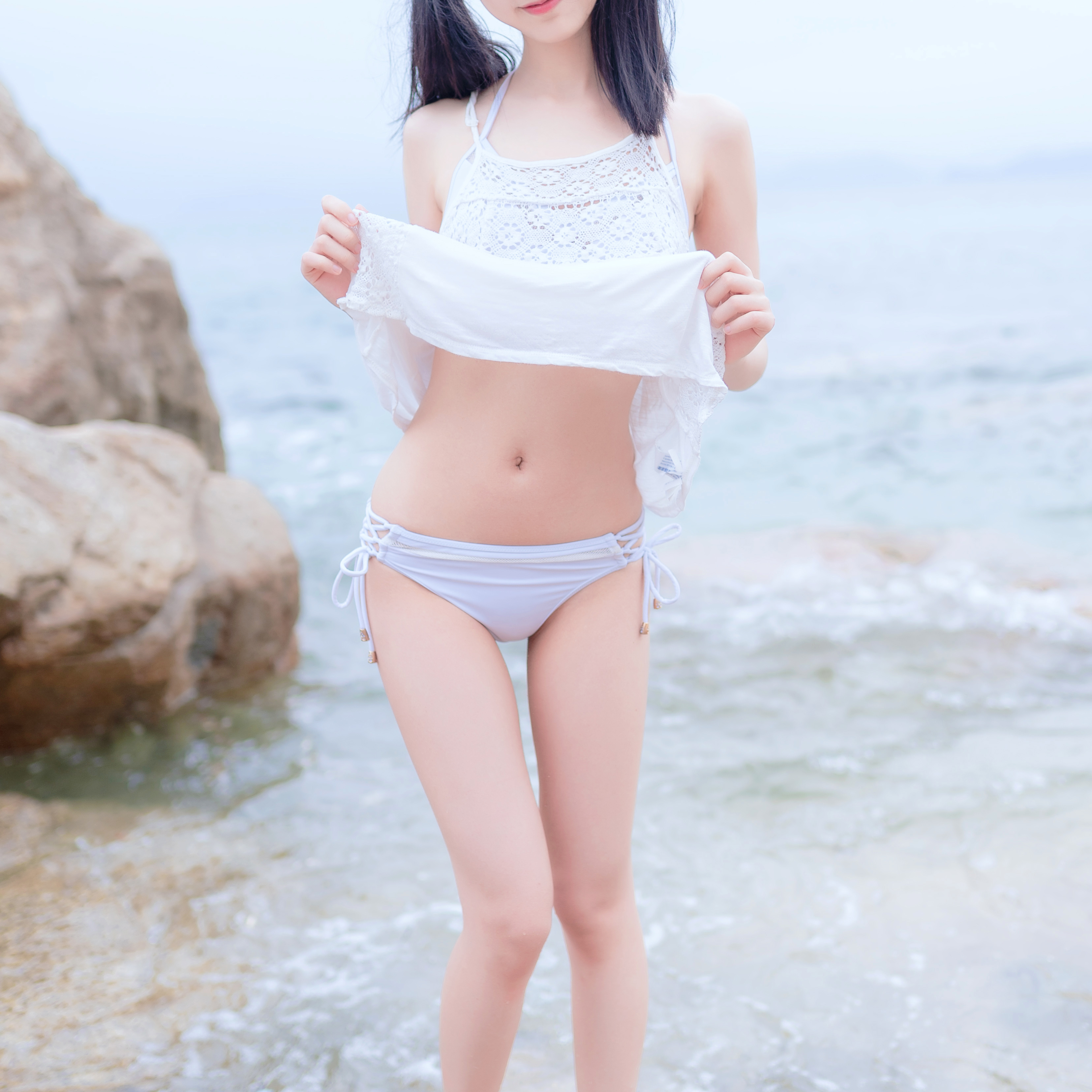 amateur photo KimemeOwO (木绵绵OwO) No. 11 - 海边白色比基尼电子版 (27)