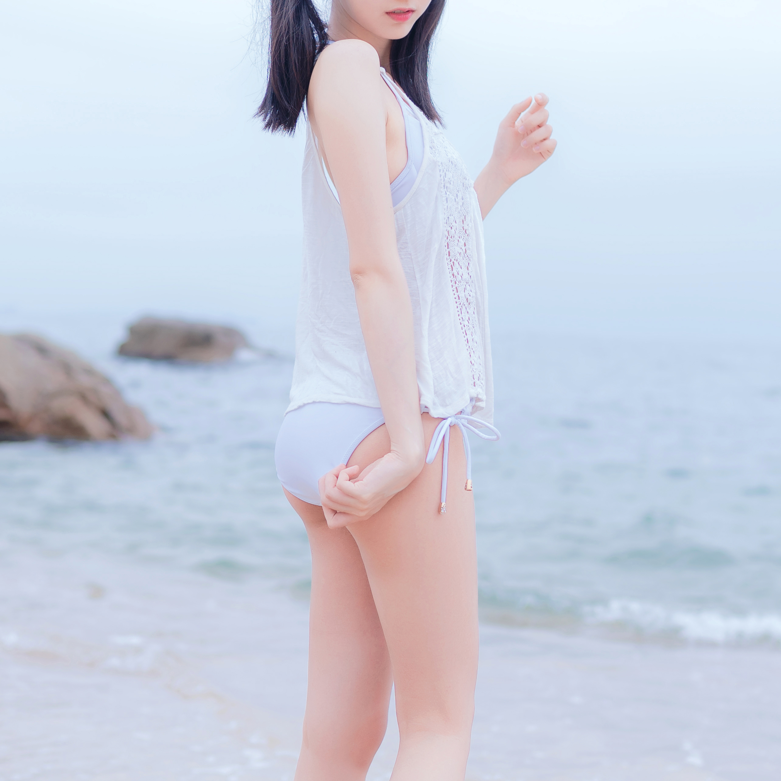 amateur photo KimemeOwO (木绵绵OwO) No. 11 - 海边白色比基尼电子版 (29)