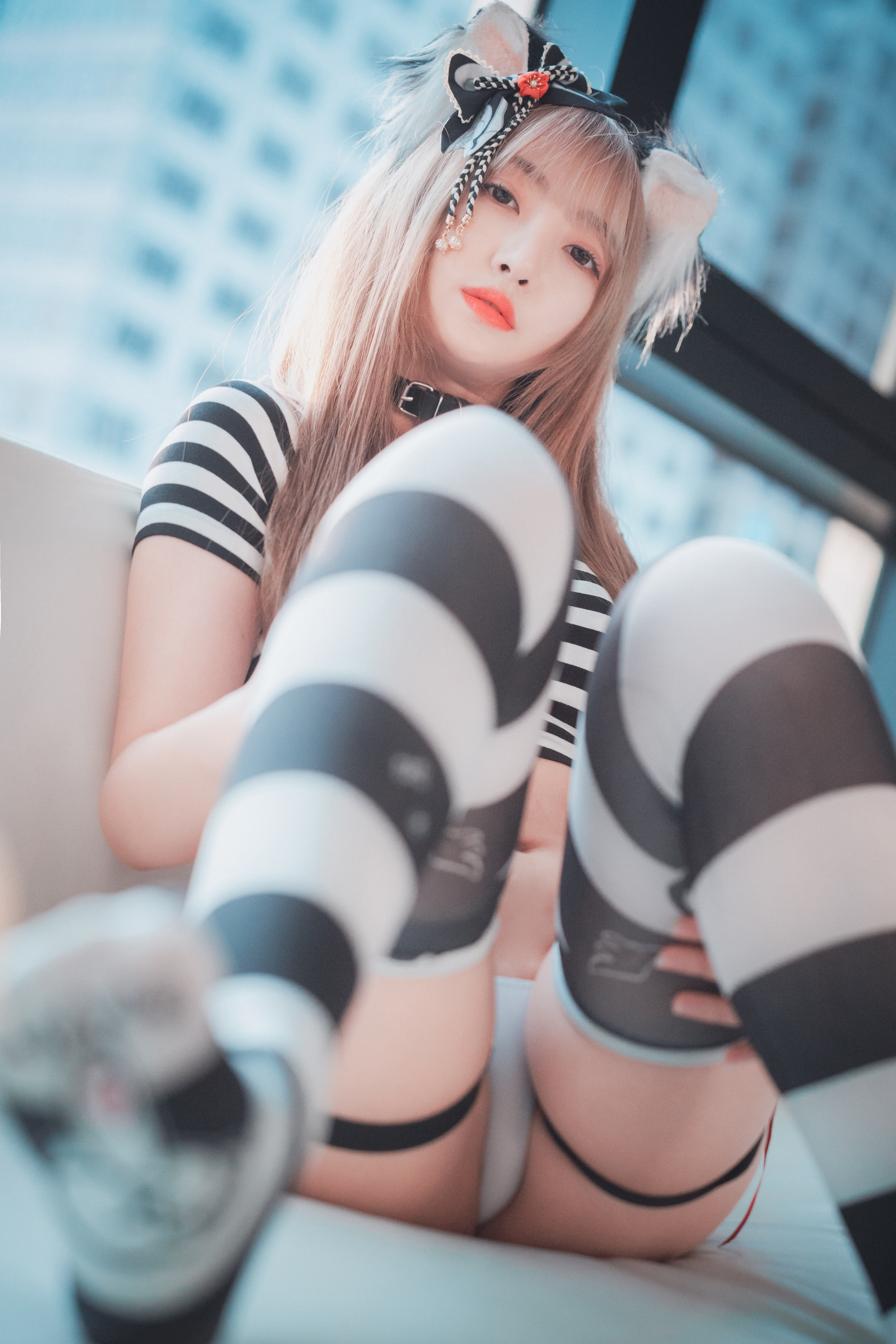amateur photo DJAWA Photo - HaNari (하나리) - Catgirl in Stripes Part 1 (18)