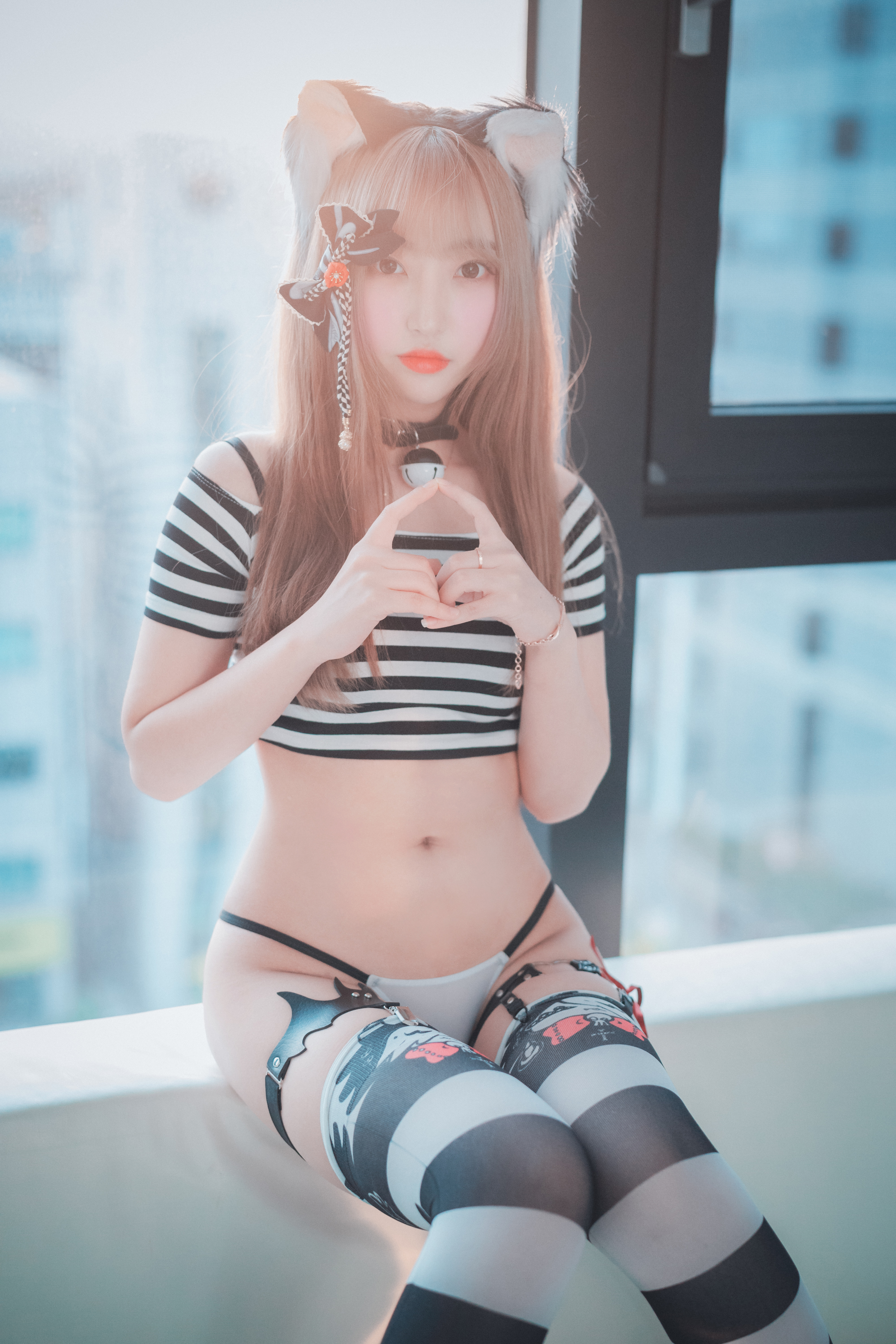 amateur photo DJAWA Photo - HaNari (하나리) - Catgirl in Stripes Part 1 (42)