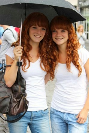 amateur photo Redhead Twins