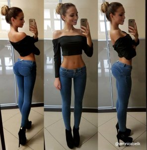 amateur photo Jeans Clothing Shoulder Waist Standing 