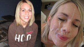 amateur photo Blonde wife before and after she gets creamed