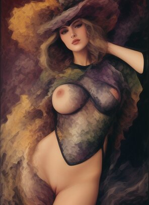 20177-3822857484-NSFW beautiful 20 year female fashion model. Beautiful face. Explicit vulva. Erotic in the style of Umberto Boccioni. Surreal