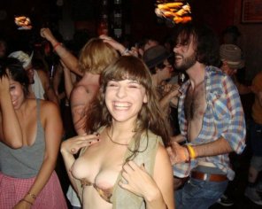 amateur photo Happy flashing her boobs