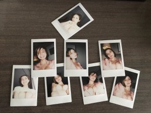 A pile of polaroids