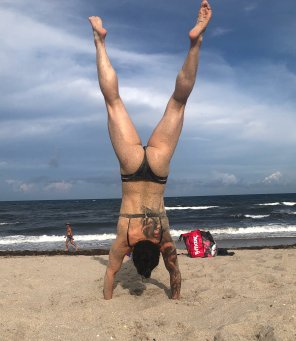 amateur pic Handstand at the beach