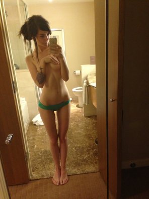 Flawless handbra in the mirror