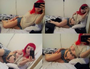 amateur photo Tatted Alt Chick in Bed