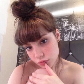 bun and bangs