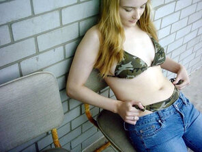 nikki camo string bikini under jeans_064