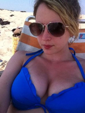 Blue bikini boobs