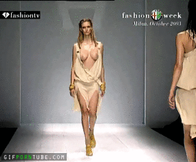 Hot fashion model experiences a wardrobe malfunction 
