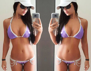 amateur photo Sarah Kantorova Real Estate Agent Purple Thong Bikini