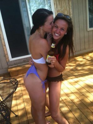 amateur photo Embarrassing her friend with a wedgie