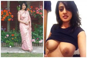 amateur photo NR Indian girl in fancy sari and when off