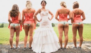 Four booties and a bride.