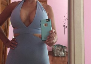 Bursting out MILF in dress