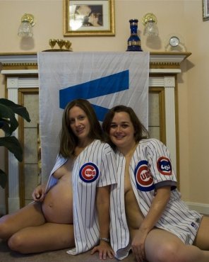 Two Preggo Cubbies Fans