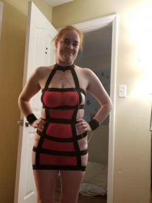 IMAGE[Image] Would you like to play with me in my strappy red dress?