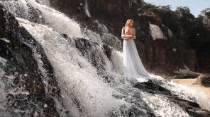 White Dress at a Waterfall