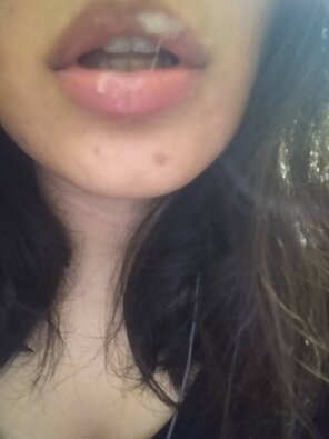 amateur photo This is cream from my pussy that I smeared all over my lips and face. If you like it, I have videos too!