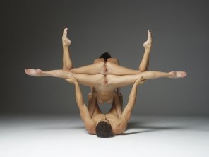 Gymnastics with naked twins