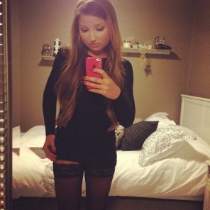 Short Black Dress w/ Thigh Highs