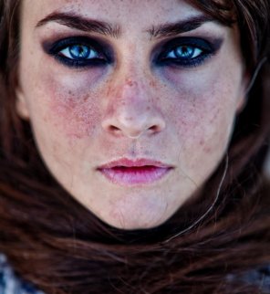 Beautiful blue eyes freckled redhead